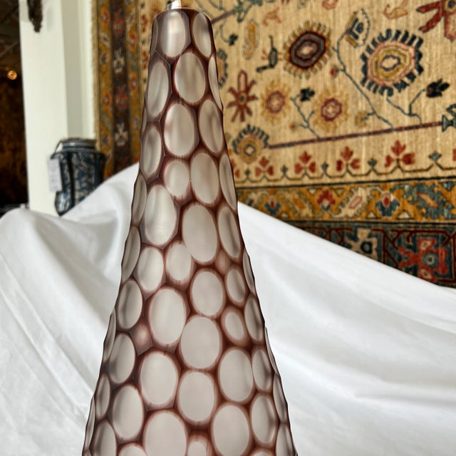 1990s Italian Hand Blown Murano Glass Vase in Eggplant Color Signed by Artist For Sale - Image 5 of 13