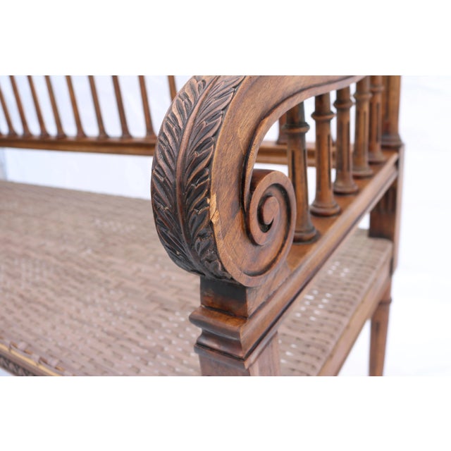 Brown Late 20th Century Louis the XVI Style Maitland-Smith Carved Garden Settee For Sale - Image 8 of 11