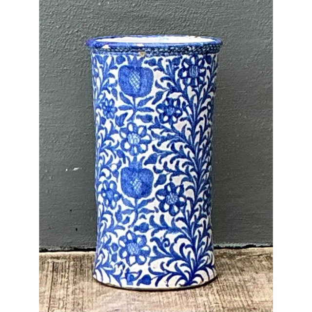 Blue Vintage Blue and White Ceramic Umbrella Stand For Sale - Image 8 of 12