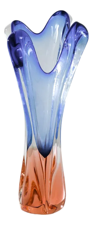 20th Century Belgian Blue and Orange Glass Vase