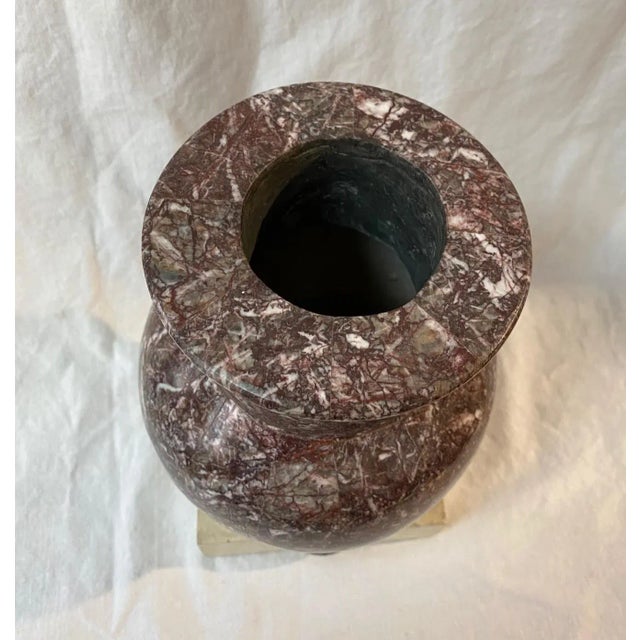 Showroom Sample from the 80's Payne Imports Stone Vessel Small Carved Vessel of Ur on a White Base.