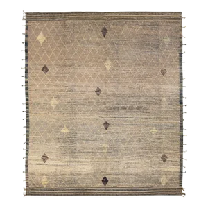 Modern Brown Moroccan Style Handmade Diamond Pattern Oversize Wool Rug