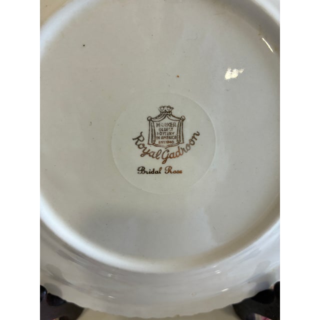 Rose Mid 20th Century Harker Royal Gadroon Bridal Rose Plates – Set of 4 For Sale - Image 8 of 11