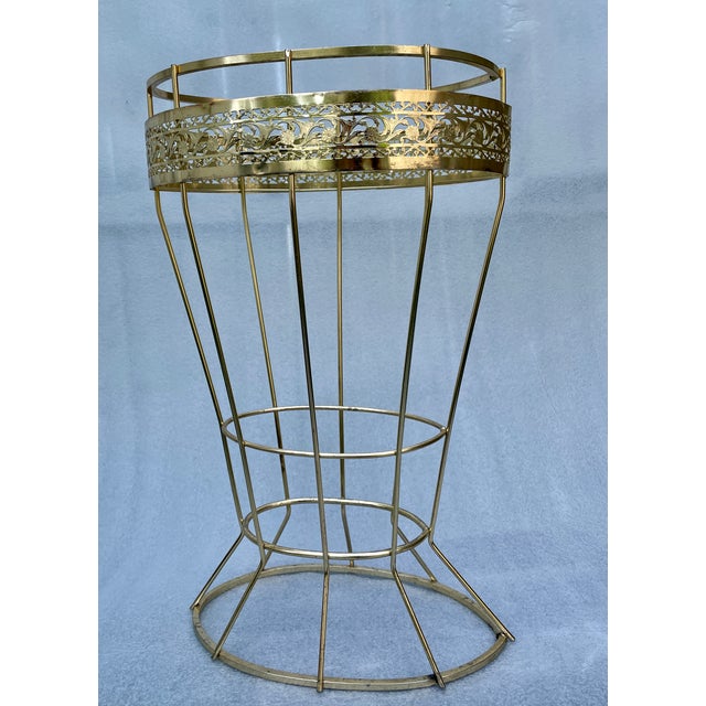 1950s Hollywood Regency, Gold Tone Metal Umbrella Stand For Sale - Image 4 of 9