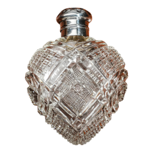 Beautiful Heart Shape Antique Crystal Sterling Silver Scent Perfume Bottle Home Decor