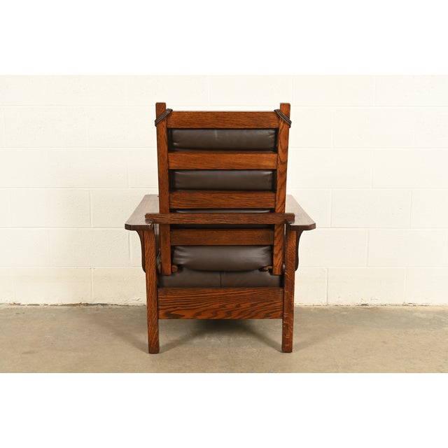 Lifetime Furniture Antique Mission Oak Arts & Crafts Reclining Morris Lounge Chair, Circa 1910 For Sale - Image 14 of 15