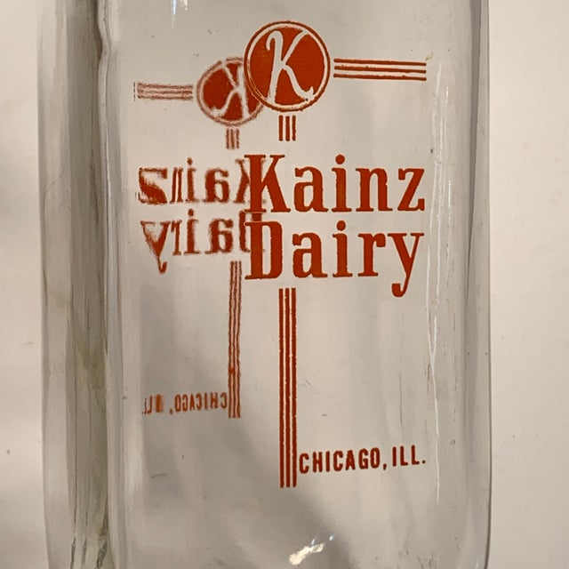 Red Circa 1940s Pet & Kainz Dairy Glass Pint Milk Bottles – Pair For Sale - Image 8 of 12