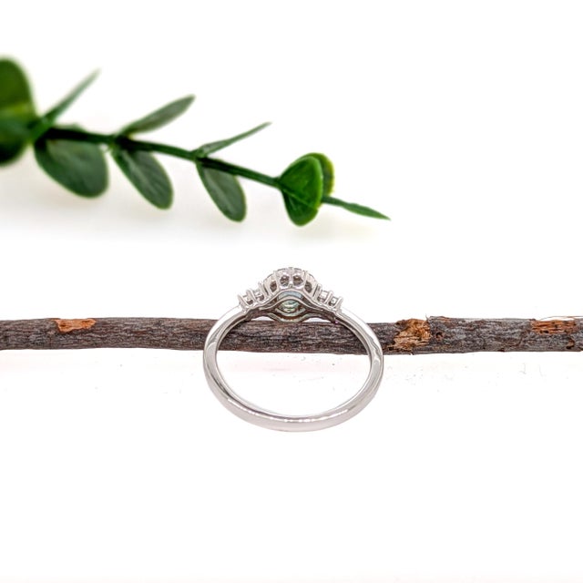 2020s Alexandrite Ring W Natural Diamonds in Solid 14k White Gold | Ov 5.5x4mm, Size 6.75 For Sale - Image 5 of 6