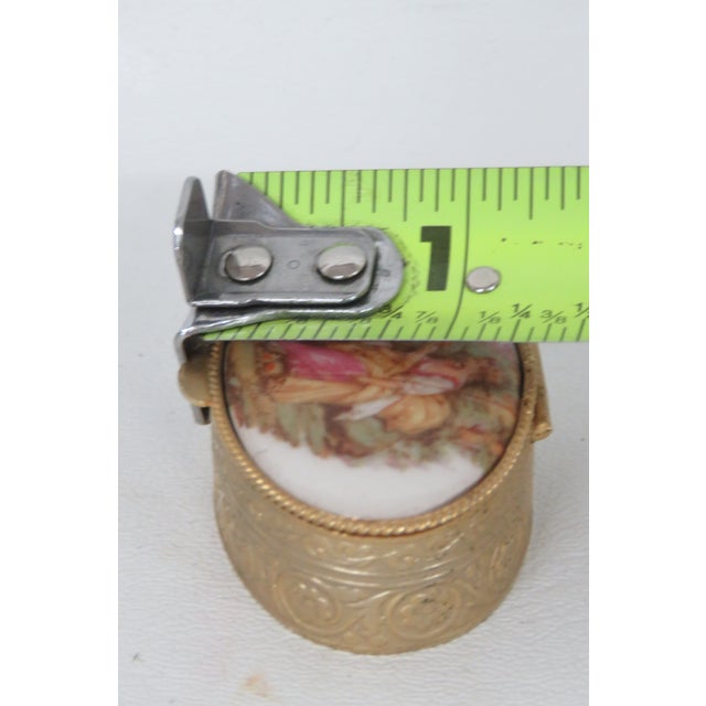 Cameo Lidded Trinket Pill Box Porcelain and Metal 4634b For Sale - Image 10 of 13