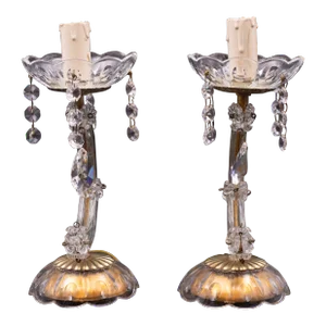 Set of 2 Vintage Maria Theresa Style Crystal Glass Table Lamp