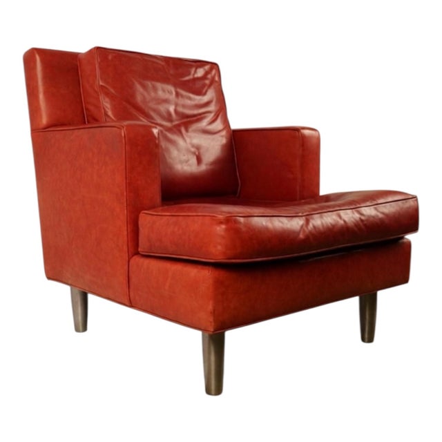 This is a mid-century modern red leather club chair created by Baker Furniture for Coach. This was a limited collaboration...