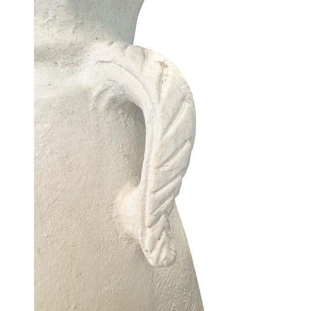 Large Sculptured Hand-Crafted White Terracotta-Clay Pottery Vessel For Sale - Image 11 of 13