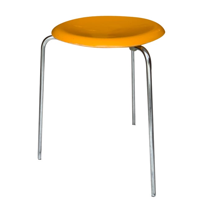 Vintage Yellow Dot Stool by Arne Jacobsen for Fritz Hansen, 1970s For Sale