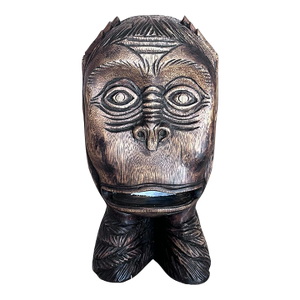 Vintage Hand-Carved Monkey Head Wooden Toilet Paper Holder – Tiki Folk Art