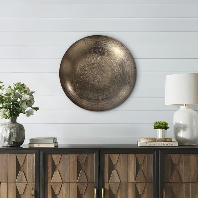 Metal Deep Bronze Aluminum Tray & Wall Art with Chisel Texture - Large For Sale - Image 7 of 9