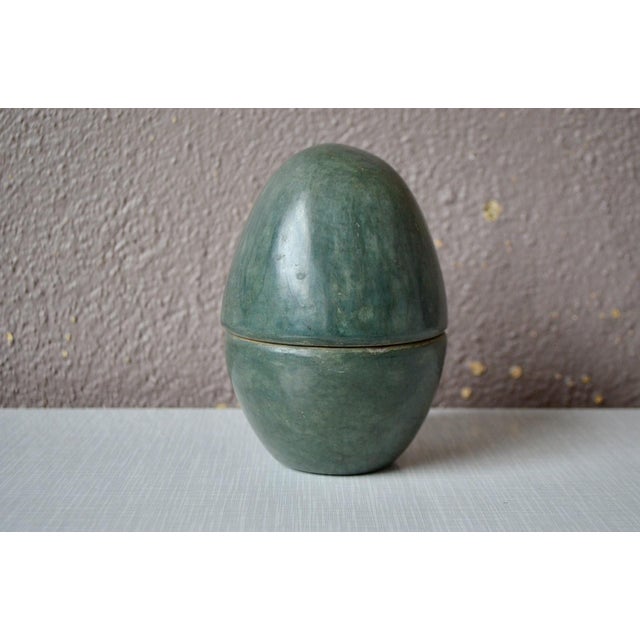 Brutalist Ceramic Egg-Shaped Covered Pot in Glazed Terracotta, 1970s For Sale - Image 4 of 9