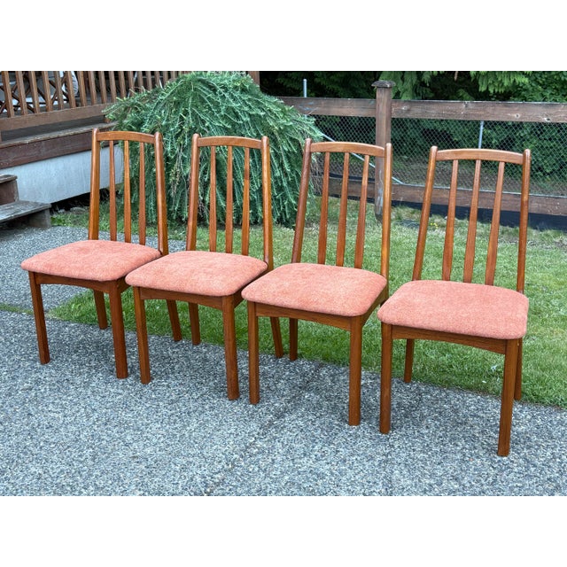 1980s Koda Woodcraft Danish Modern Teak Slat Back Side Dining Chairs -4 For Sale - Image 4 of 8