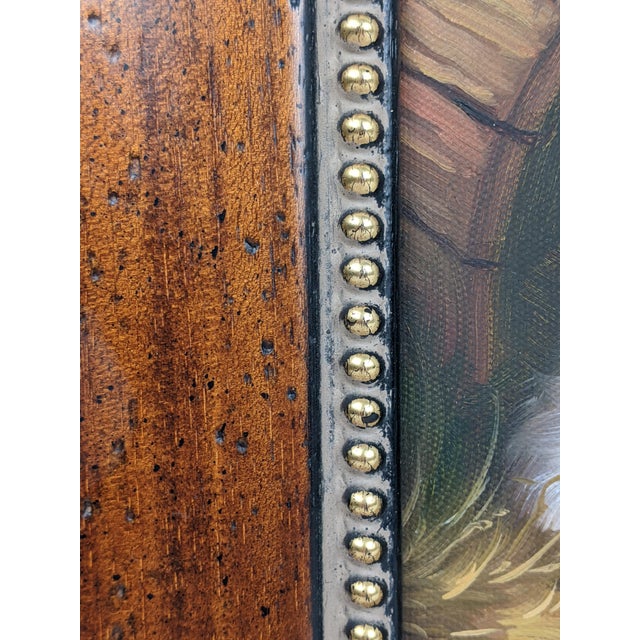 Brown Vintage Rabbit Oil Painting in Brown, Cream & Green With Carved Gilt Wood Frame For Sale - Image 8 of 14