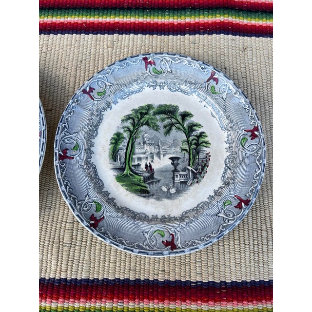 Farmhouse A Pair of Antique Staffordshire Transfer Decorated Ironstone Plates “Venus” Circa 1850's For Sale - Image 3 of 12
