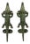 Green Brass Alligator Door Handles - A Pair For Sale