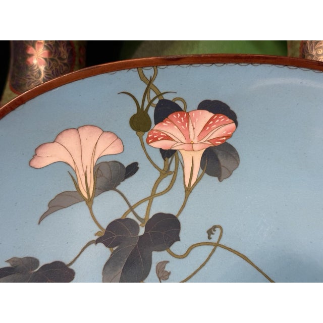 Signed Gonda Japanese Cloisonne Enamel Tray With Goldfish and Morning Glory For Sale - Image 4 of 15