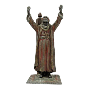 Antique Cold-Painted Bronze Praying Man Figurine Attributed to Franz Bergman