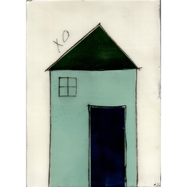 Encaustic Collage Installation by Gina Cochran "Tiny Dwellings" Series - Seaside - Set of 5 For Sale - Image 6 of 7