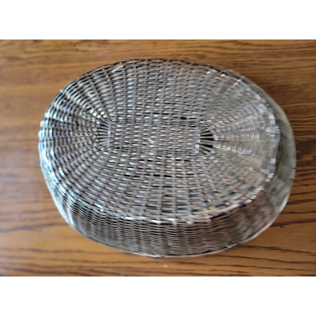 Vintage Woven Metal Basket For Sale - Image 10 of 12