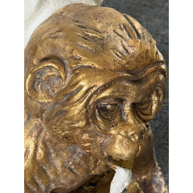 Chelsea House Inc Late 20th Century Palm Beach Regency White Lacquered Parcel Gilt Monkey Side Table - Newly Painted For Sale - Image 4 of 14