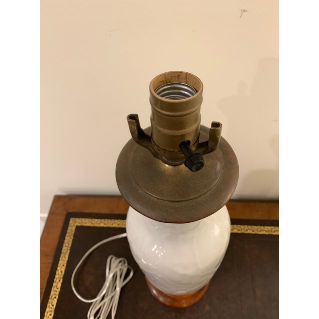 Chinoiserie White Intaglio Porcelain Lamp For Sale In Philadelphia - Image 6 of 8