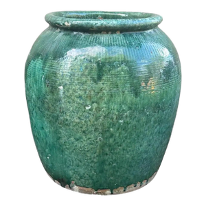 Vintage Chinese Green Glazed Ceramic Soy Sauce Jar