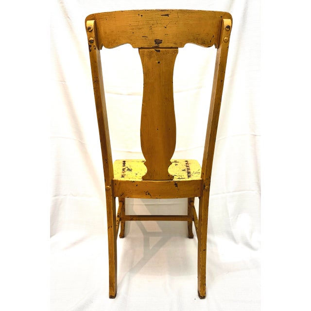 Antique Grand Rapids Farmhouse Side Chair by Heyman Co. - Distressed Goldenrod Yellow For Sale - Image 4 of 9