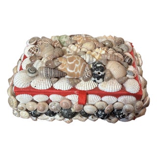 1980s Sea Shell Covered Souvenir Box With Lid For Sale