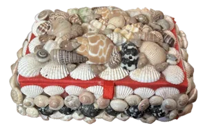 1980s Sea Shell Covered Souvenir Box With Lid