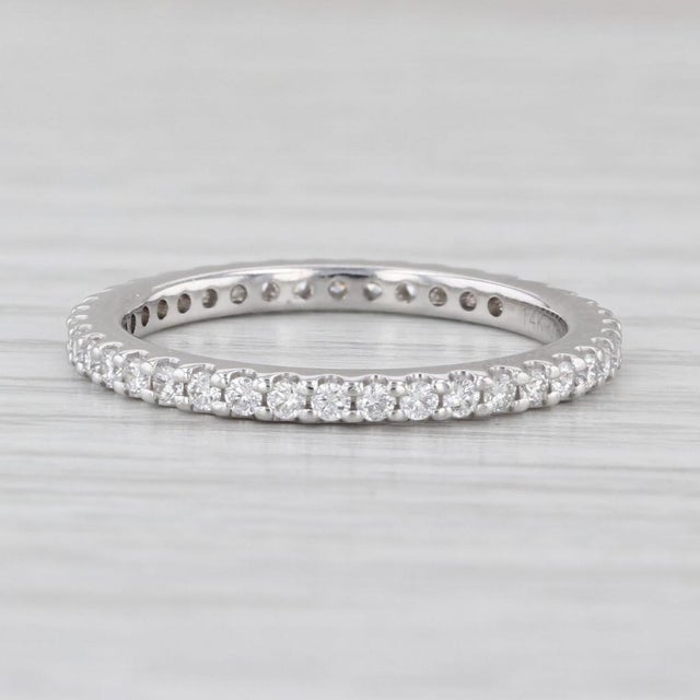 2010s 0.60ctw Diamond Eternity Wedding Band Stackable Anniversary Ring 14k White Gold, Size 6.5 For Sale - Image 5 of 6