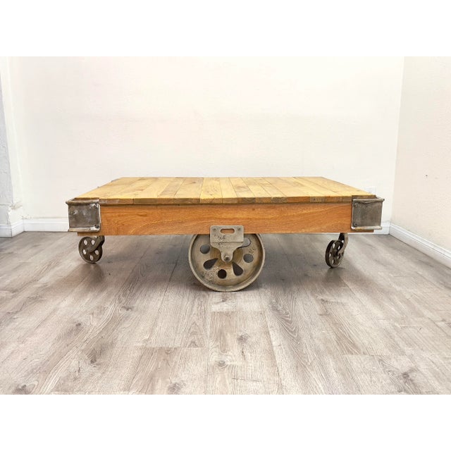 Wood Industrial Style Coffee Table For Sale - Image 7 of 12