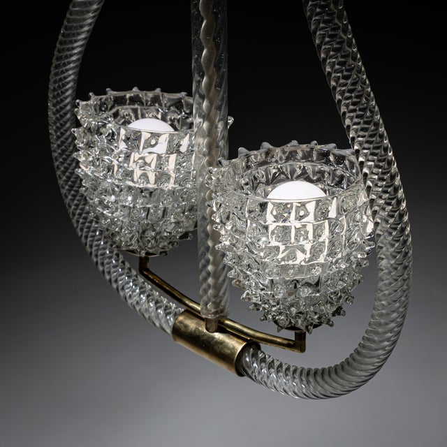 Transparent 1940s Murano Glass Pendant Light by Barovier & Toso For Sale - Image 8 of 8