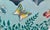 A charming vintage toleware cachepot with a rare teal‑turquoise painted ground and hand‑painted butterfly and vine motifs....