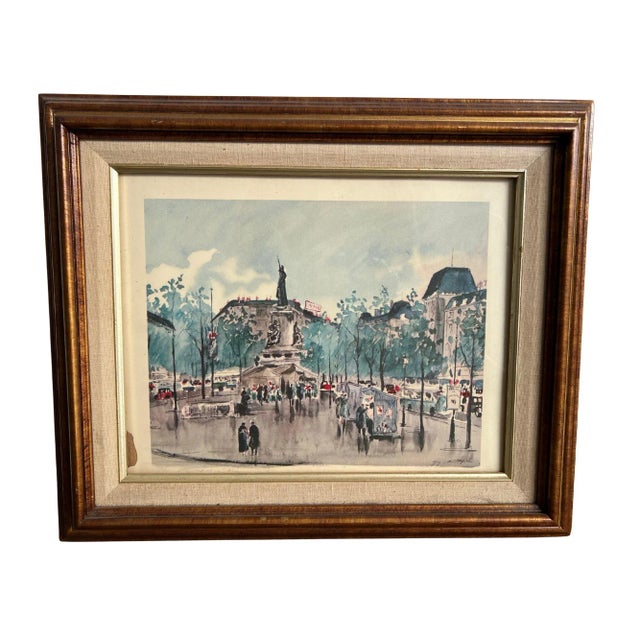 Street Art 1960s Vintage Framed Watercolors of Paris Street Scenes, Set of 2 For Sale - Image 3 of 11