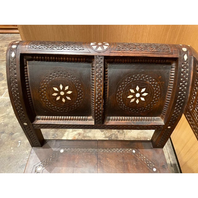 Antique Moorish Carved Savonarola-Style Arm Chair For Sale - Image 9 of 13