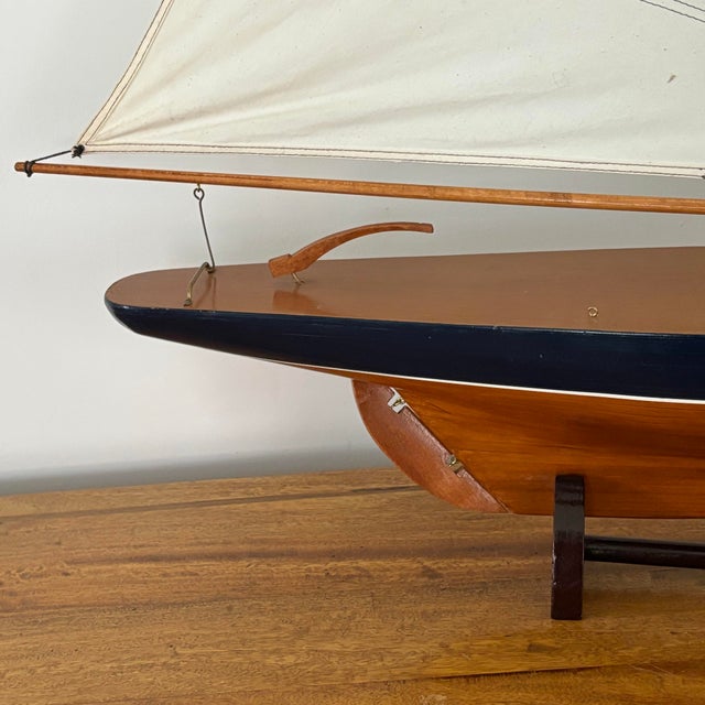 Brown Large Vintage Coastal Scale Model of Sail Boat For Sale - Image 8 of 12