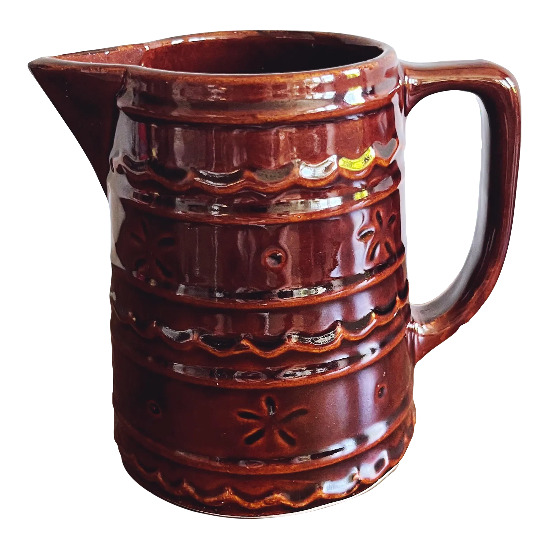 アンティーク テラコッタ・マザー・ゴッデス Vintage MarCrest Daisy and Dot Glazed Stoneware Pitcher | Chairish