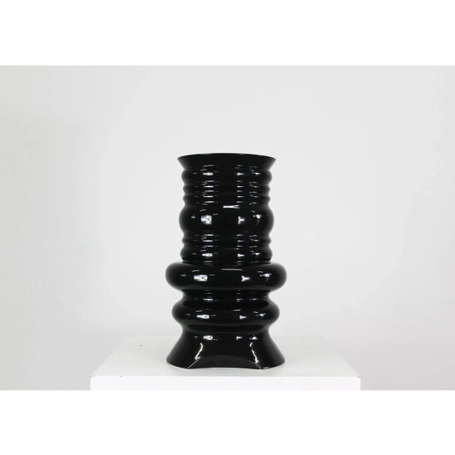 Jaipur vase in black enameled ceramic, designed by Sergio Asti and datable in the 1980s. The vase is an author's proof as...
