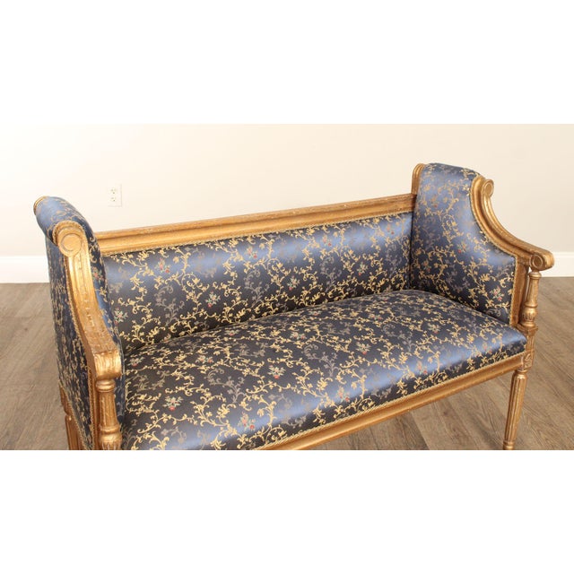 Wood French Louis XVI Style Custom Quality Giltwood Settee For Sale - Image 7 of 12