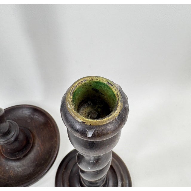 Wood Set of 3 Vintage English-Style Barley Twist Wood Candlesticks For Sale - Image 7 of 8