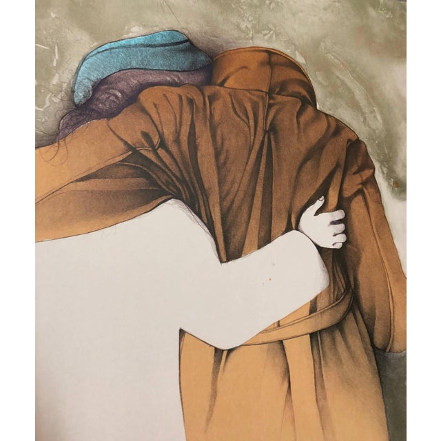Bruno Bruni, Al Quattro Large Surrealist Modernist Lithograph Embracing Couple For Sale - Image 4 of 7