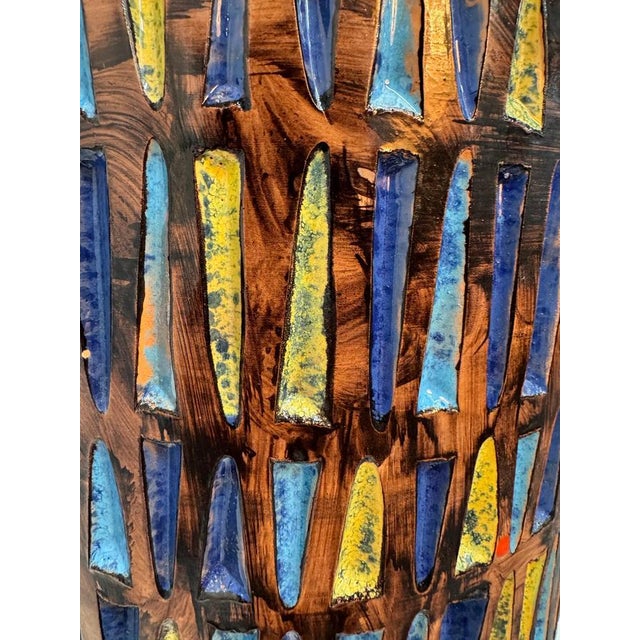 Large Italian Geometric Glazed Ceramic Vessel, 1960s For Sale - Image 4 of 9