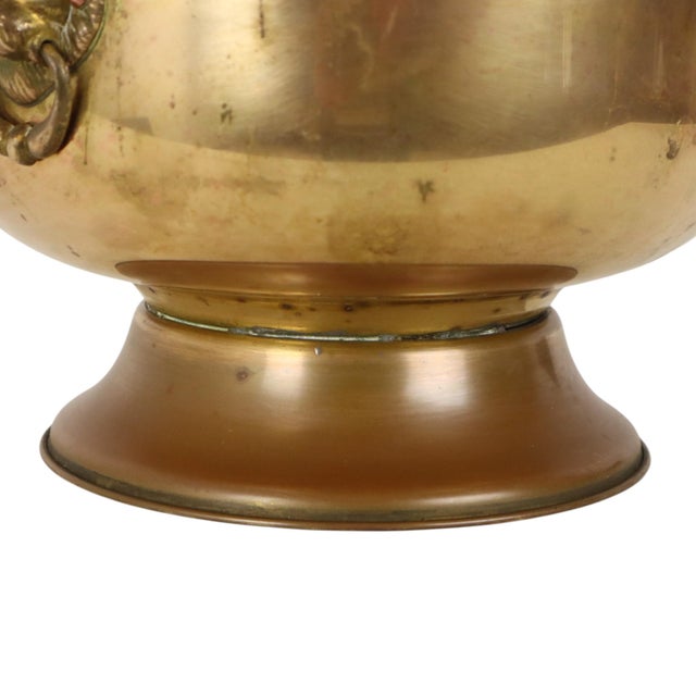 Early 20th Century Antique Brass Jardinière with Lion Heads For Sale - Image 9 of 16