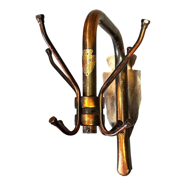 Mid 20th Century Japanned “Wall Tree” Copper Flashed Brass Rotating Wall Coat Rack by Peedee For Sale