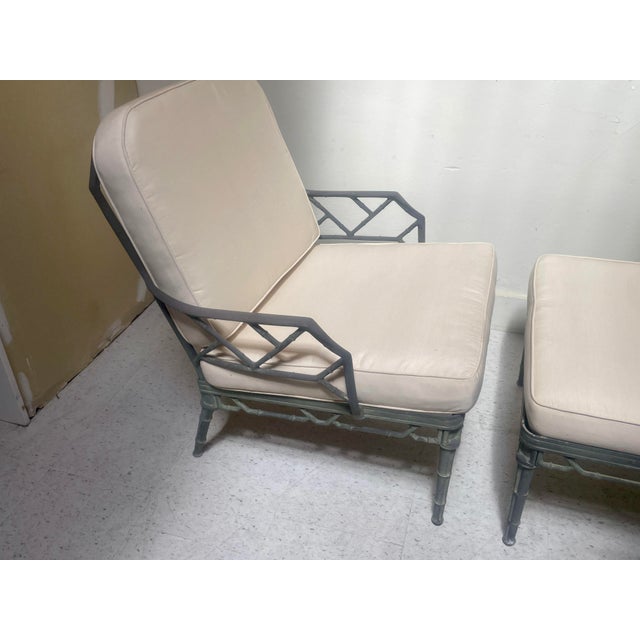 Metal Vintage Lounge Chairs and Ottoman Set of 3 Pieces - Attributed to Brown Jordan Calcutta For Sale - Image 7 of 10